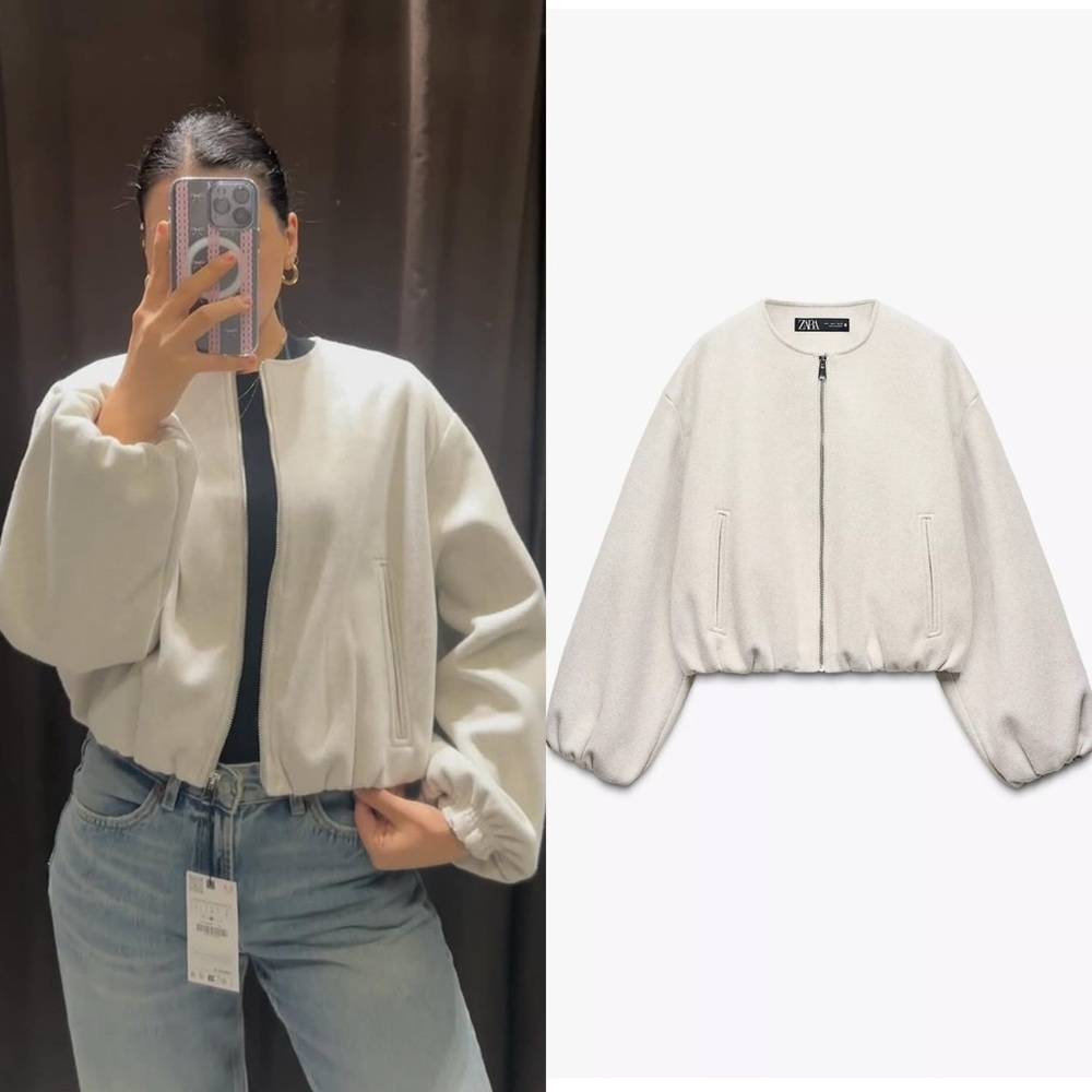Zara Soft Bomber Jacket with Elastic waist - New - Picture 5 of 17